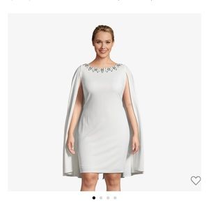 NWT Adrianna Papell White Cape Dress